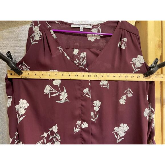 Collective Concepts Sheer Floral Long Sleeve Large Top V-Neck Lightweight - Picture 4 of 6